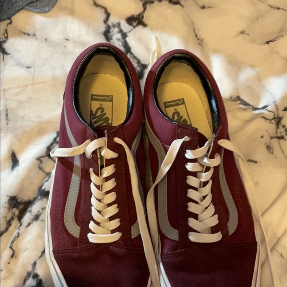 Custom maroon and grey vans size 10 in men’s
